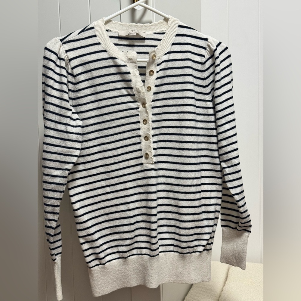 Loft Striped Henley Sweater